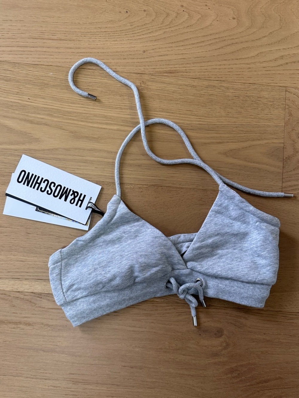Moschino X H&M Grey Tie-Front Crop Top